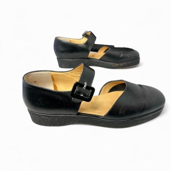 VTG Unworn Robert Clergerie Flat Black Leather Mary Jane Shoes Made in France, 9 - Picture 5 of 10